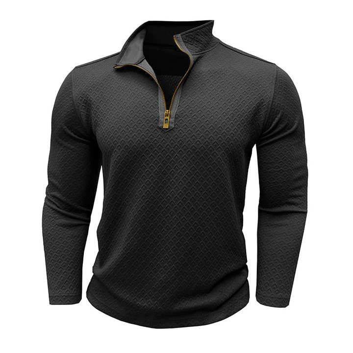 Herren Hochwertiger Langarm-Pullover mit Stehkragen Echoarchiv
