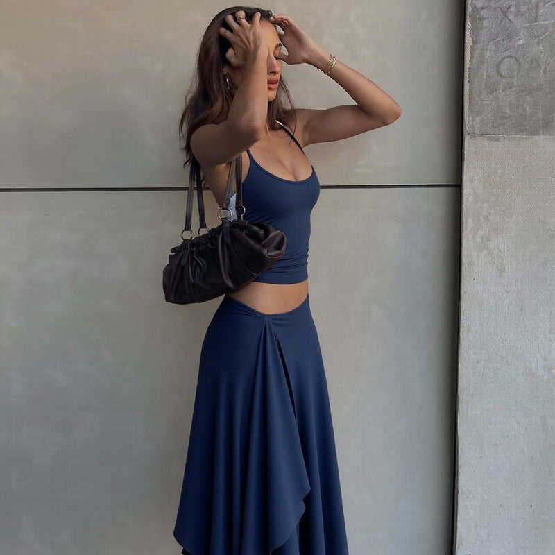 Damen Maxikleid mit asymmetrischem Saum und verstellbarem Träger Echo Archiv