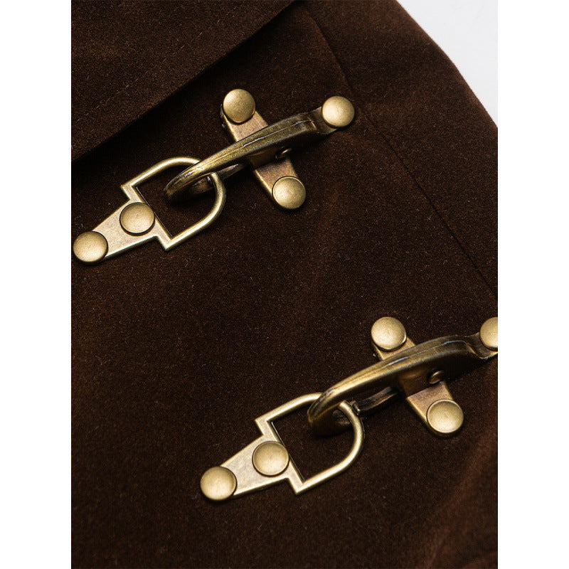 Herren Kurzjacke aus Velourslederoptik mit dekorativen Schulter-Schnallen und verdecktem Reißverschluss Echo Archiv