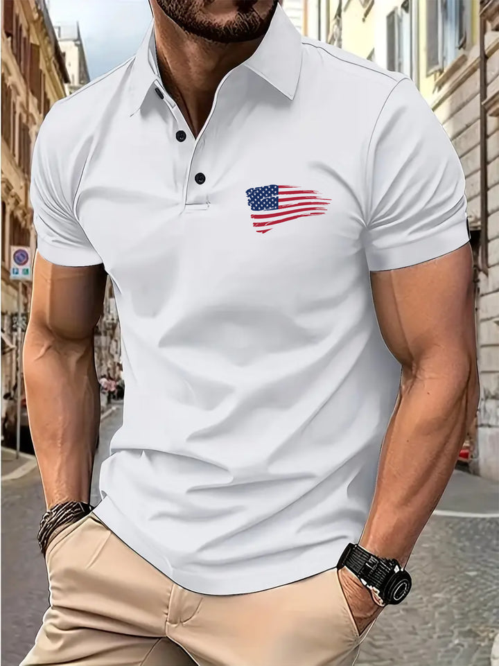 Herren Polohemd mit einzigartigem Flaggenmotiv und modernem Schnitt Echoarchiv