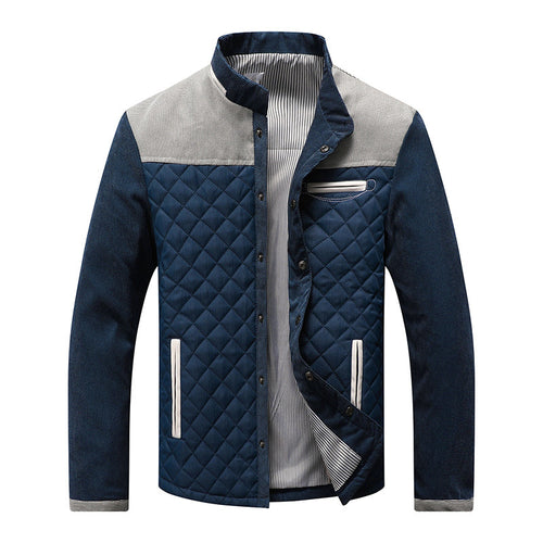 Herren Steppjacke mit Diamantsteppung, Kontrastbesatz und Stehkragen Echoarchiv