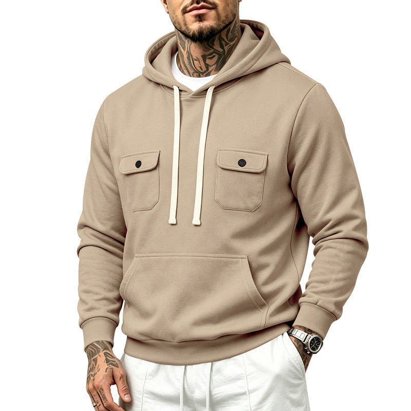 Herren Kapuzenpullover mit Brustklappen- und Kängurutasche Echoarchiv