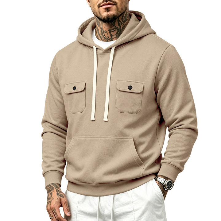 Herren Kapuzenpullover mit Brustklappen- und Kängurutasche Echoarchiv