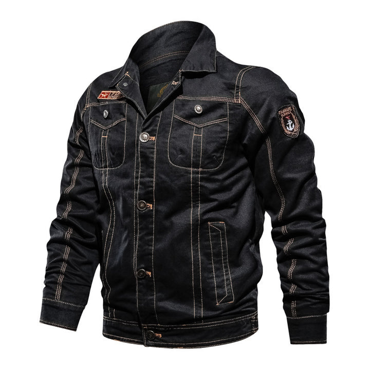 Herren Field-Blouson aus robustem Canvas mit sichtbaren Ziernähten und Brustklappen – Taviero