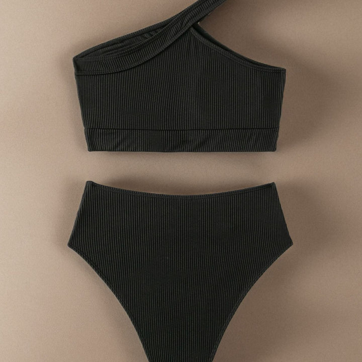 Damen Sport-Bikini mit asymmetrischem Oberteil und hohem Bund Echo Archiv
