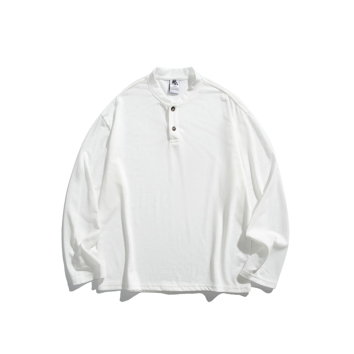 Unisex Langärmeliges Henleyshirt mit kurzer Knopfleiste und relaxed Fit Echoarchiv