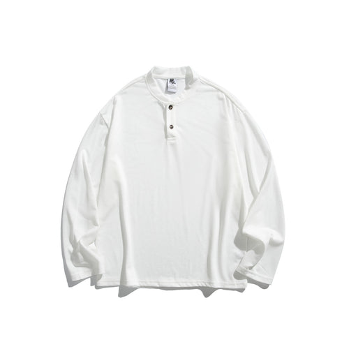 Unisex Langärmeliges Henleyshirt mit kurzer Knopfleiste und relaxed Fit Echoarchiv