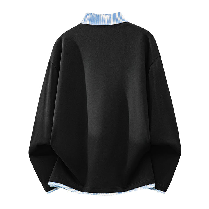 Unisex Oversize-Sweatshirt mit eingearbeitetem Hemdkragen und V-Ausschnitt-Detail Echoarchiv