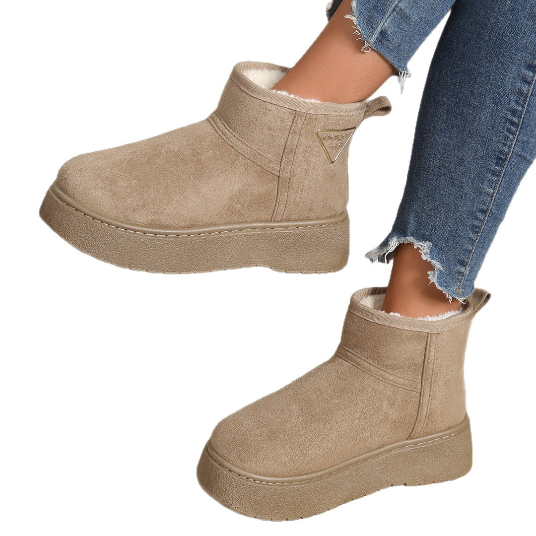 Damen Gefütterte Plateau‑Stiefeletten aus Wildlederoptik mit Teddyfutter Echo Archiv