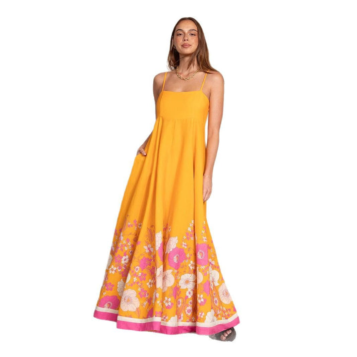 Damen Maxikleid mit floralem Design und eleganten Spaghettiträgern Echo Archiv