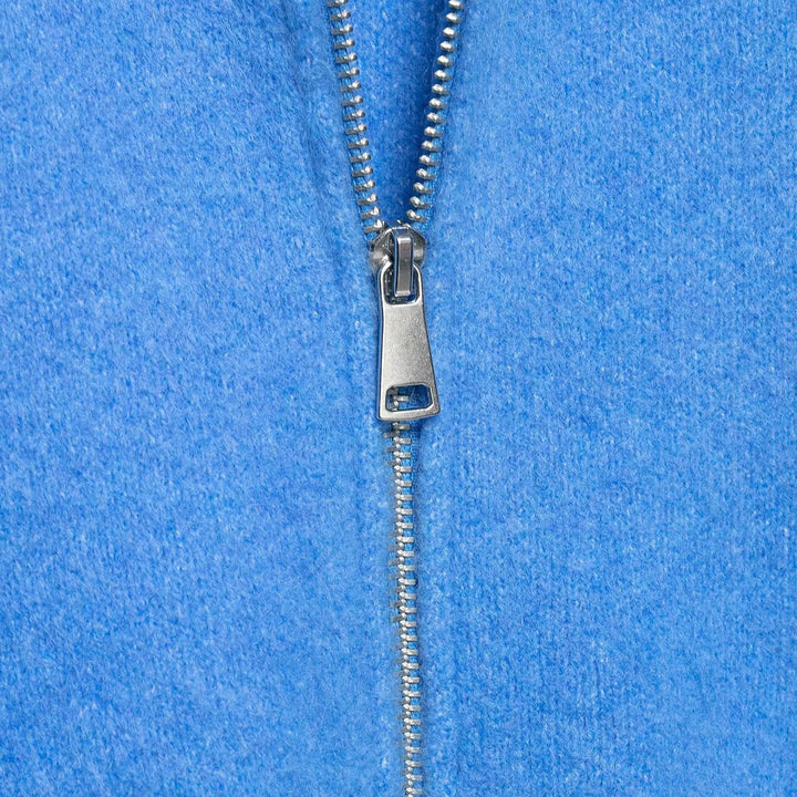 Damen Kurze Strickjacke mit Reißverschluss, weitem Polokragen und geripptem Saum Echoarchiv