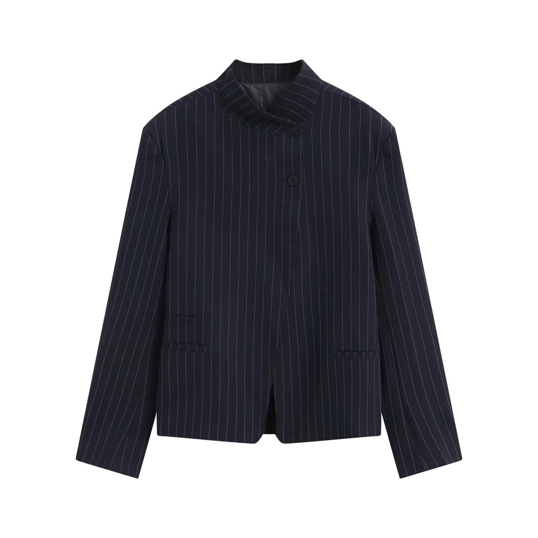 Damen Asymmetrischer Kurzblazer mit Stehkragen und verdeckter Knopfleiste Echo Archiv