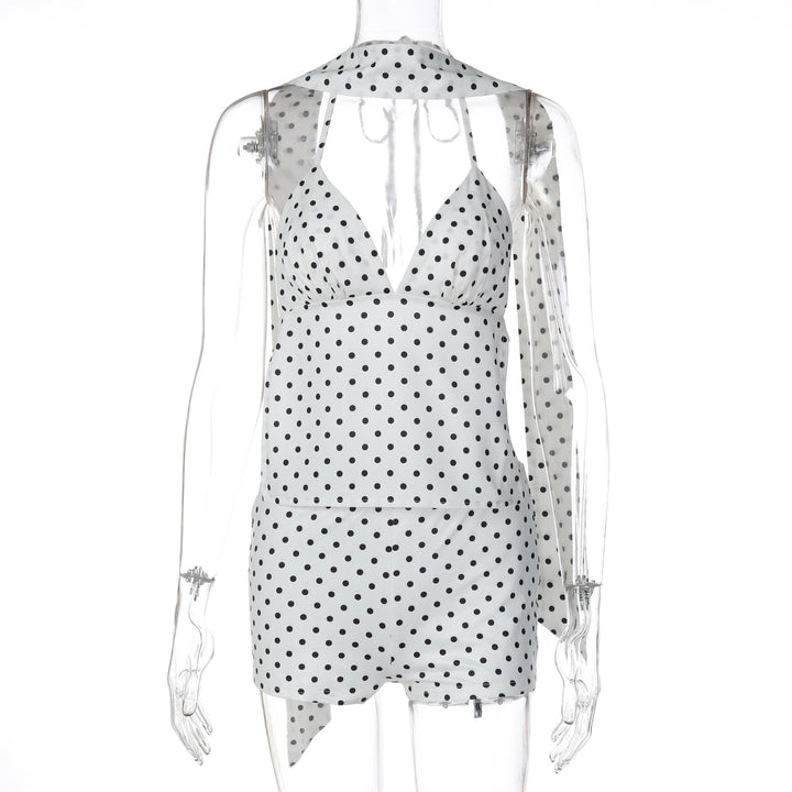 Damen trendiger Jumpsuit mit Halterneck und Punkten Echo Archiv