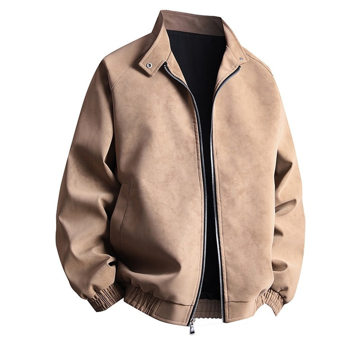 Herren stylische Kunstlederjacke im modernen Design und elastischen Bündchen Echoarchiv