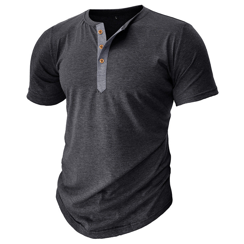 Herren Henley T-Shirt mit Knöpfen und lässigem Schnitt Echoarchiv
