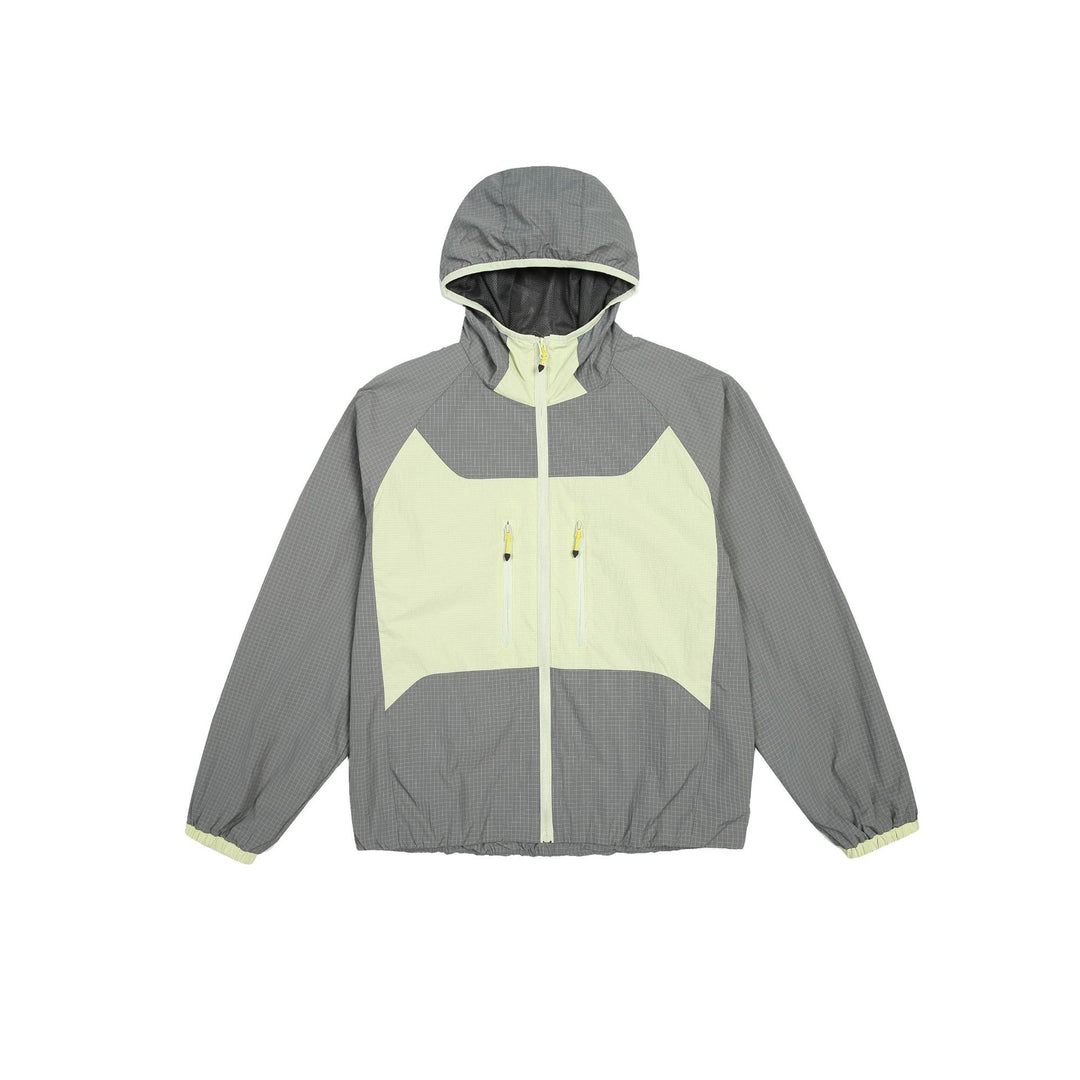 Unisex Leichte Kapuzen-Windjacke mit Ripstop‑Material, Colourblock‑Einsätzen und Fronttaschen Echoarchiv