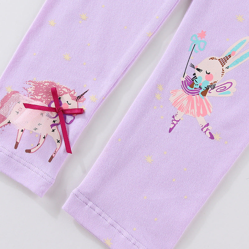 Mädchen Leggings mit verspieltem Einhorn- und Hasenmuster Echo Archiv