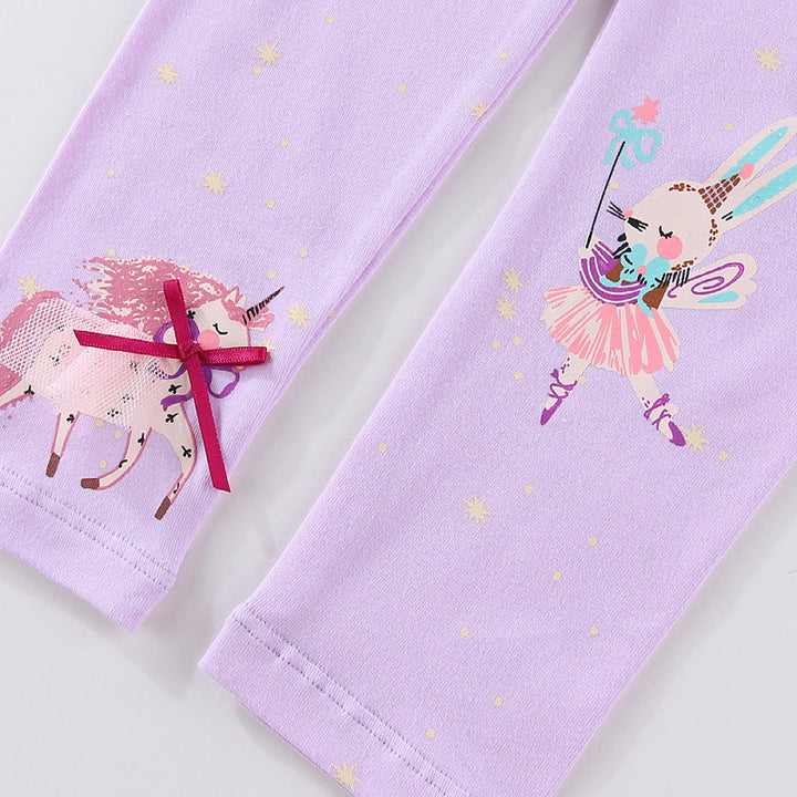 Mädchen Leggings mit verspieltem Einhorn- und Hasenmuster Echo Archiv