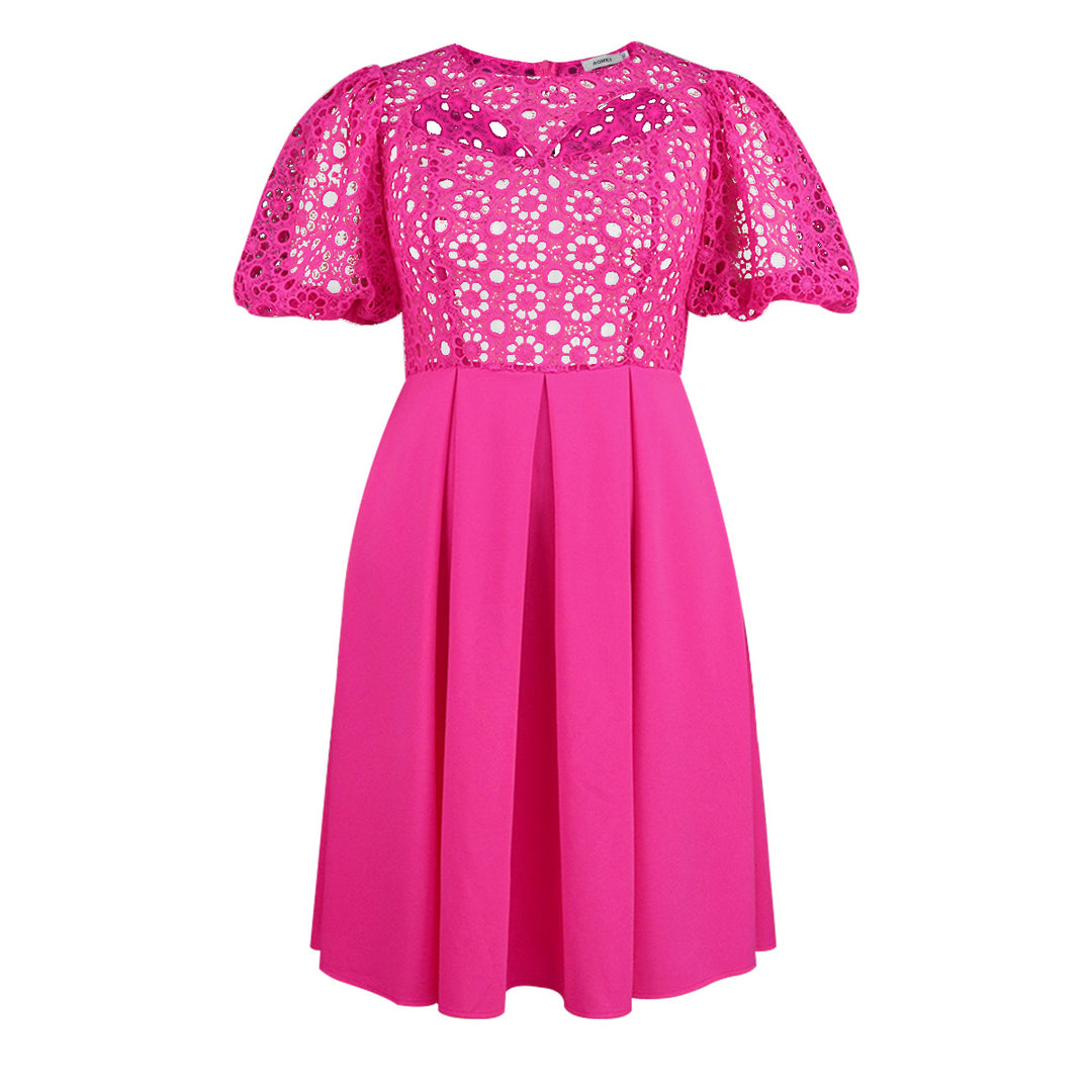 Damen Elegantes A-Linien Kleid mit Cut-Out-Details und Puffärmeln Echo Archiv