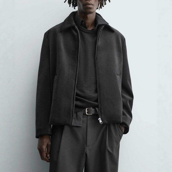 Herren Boxy‑Zip‑Blouson mit Hemdkragen und feinem Wollmix Echo Archiv