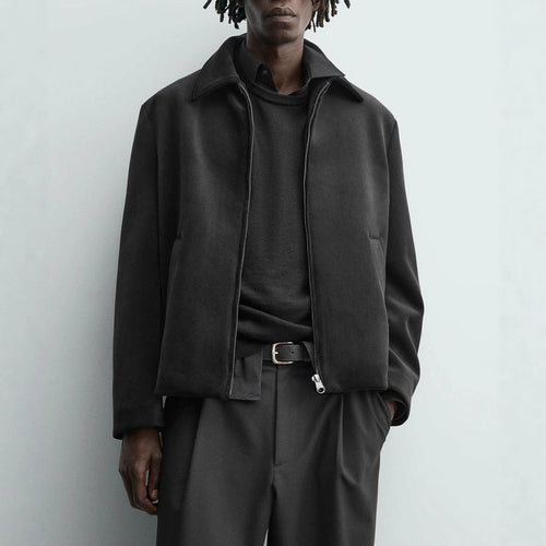 Herren Boxy‑Zip‑Blouson mit Hemdkragen und feinem Wollmix Echo Archiv
