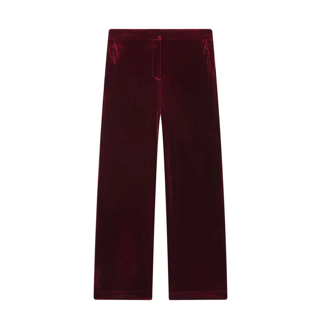 Damen weite Samt-Hose mit hoher Taille, geradem Bein und seitlichen Eingrifftaschen – Avélisse