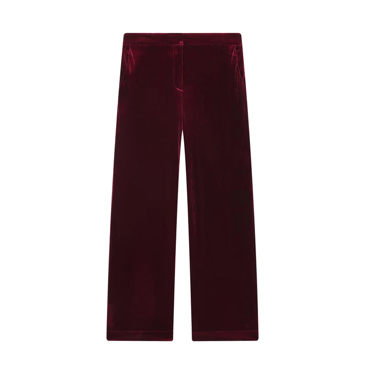 Damen weite Samt-Hose mit hoher Taille, geradem Bein und seitlichen Eingrifftaschen – Avélisse