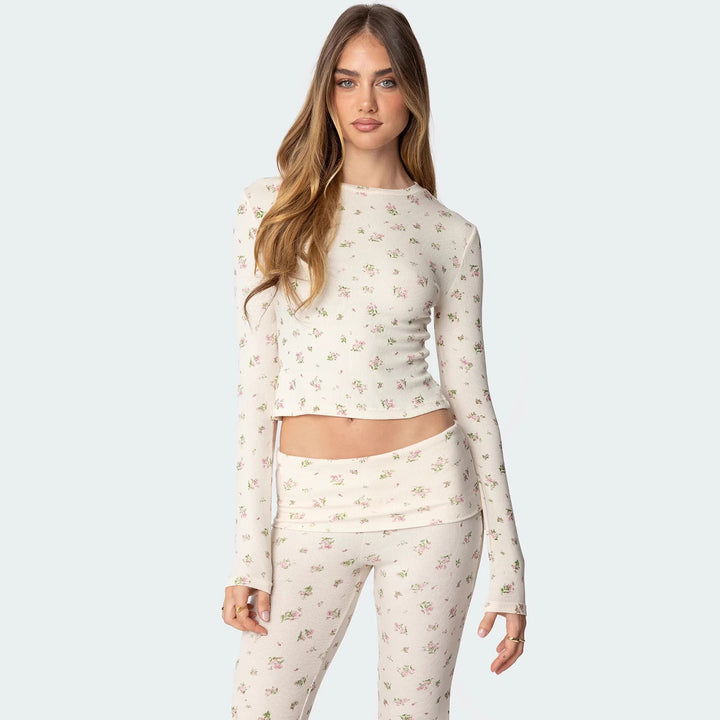 Damen Lounge-Set aus weichem Jersey-Stoff mit floralem Muster Echo Archiv