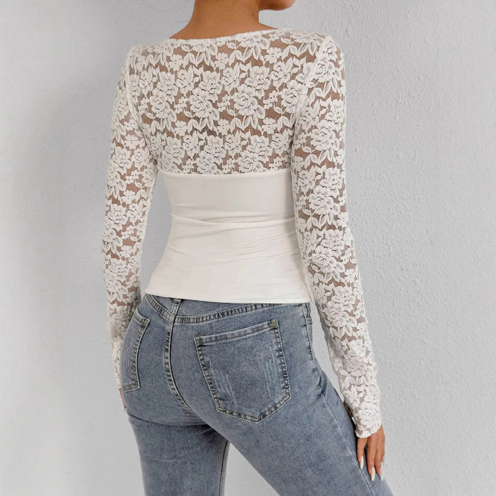 Damen Elegantes Oberteil mit Spitzenärmeln Echo Archiv