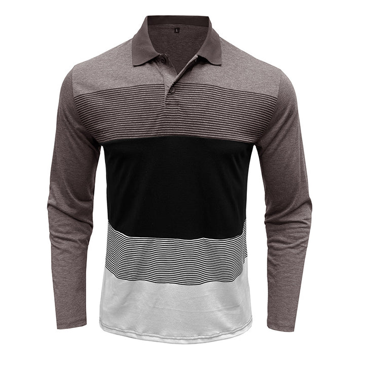 Herren Langarm Poloshirt mit modernem Streifenmuster und komfortablem Schnitt Echoarchiv