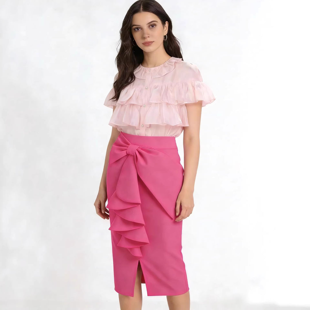 Damen Figurbetonter Midi-Rock mit elegantem Schleifendetail Echo Archiv