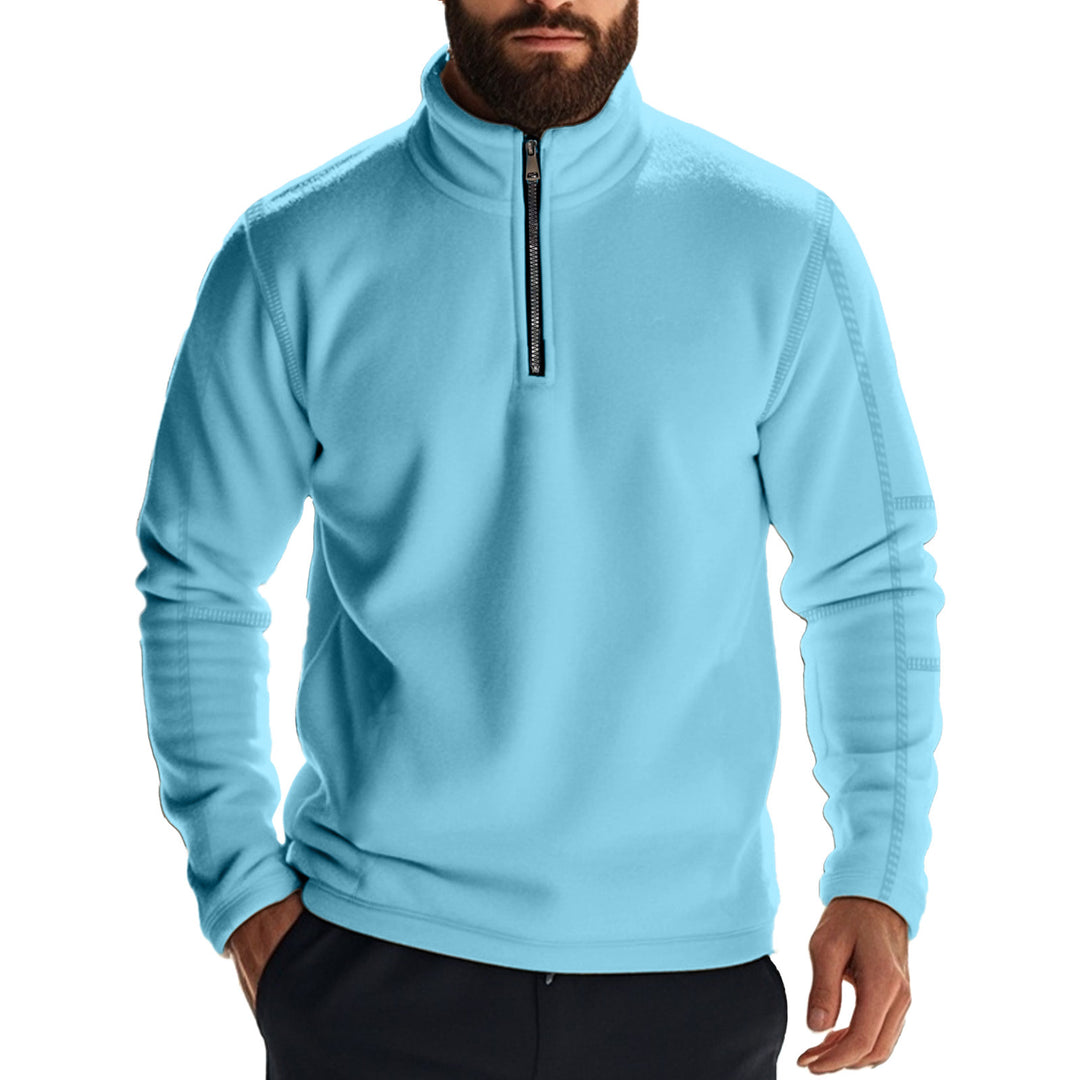 Herren kuscheliger Fleece-Pullover mit half-Zip und hohem Kragen Echoarchiv