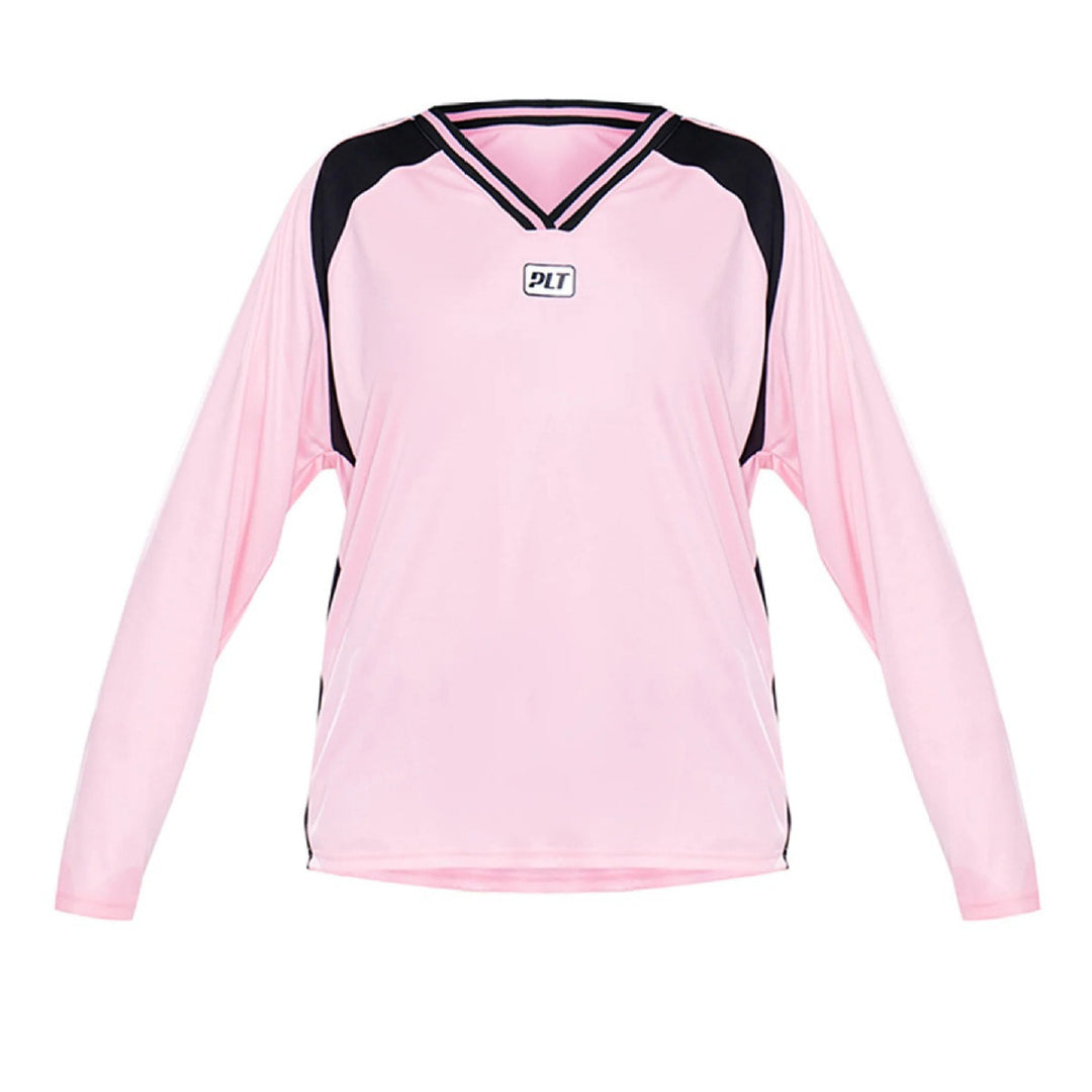 Herren Langarm-Sporttrikot im Oversize-Schnitt mit V‑Ausschnitt und Kontrastpaneelen – Marzano
