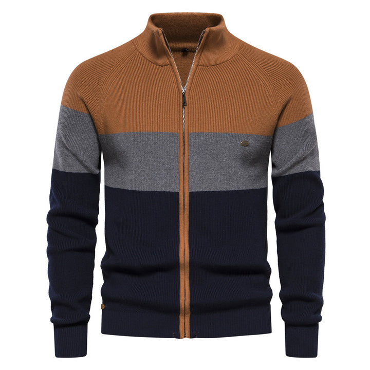 Herren Strickjacke mit modischem Farbblockdesign und hochwertigem Reißverschluss Echoarchiv