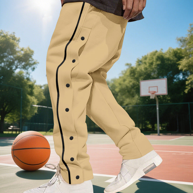 Herren Sportliche Freizeit-Hose mit Knopfdetails und Kontraststreifen Echoarchiv