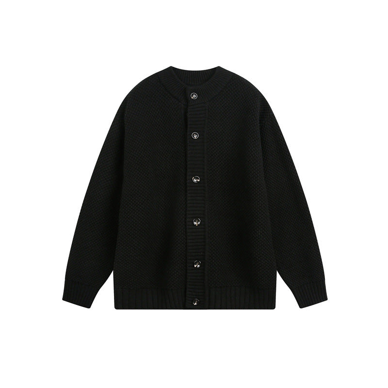 Unisex Grobstrick-Cardigan mit Perlmuster und durchgehender Knopfleiste Echoarchiv