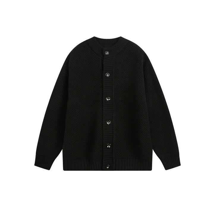 Unisex Grobstrick-Cardigan mit Perlmuster und durchgehender Knopfleiste Echoarchiv
