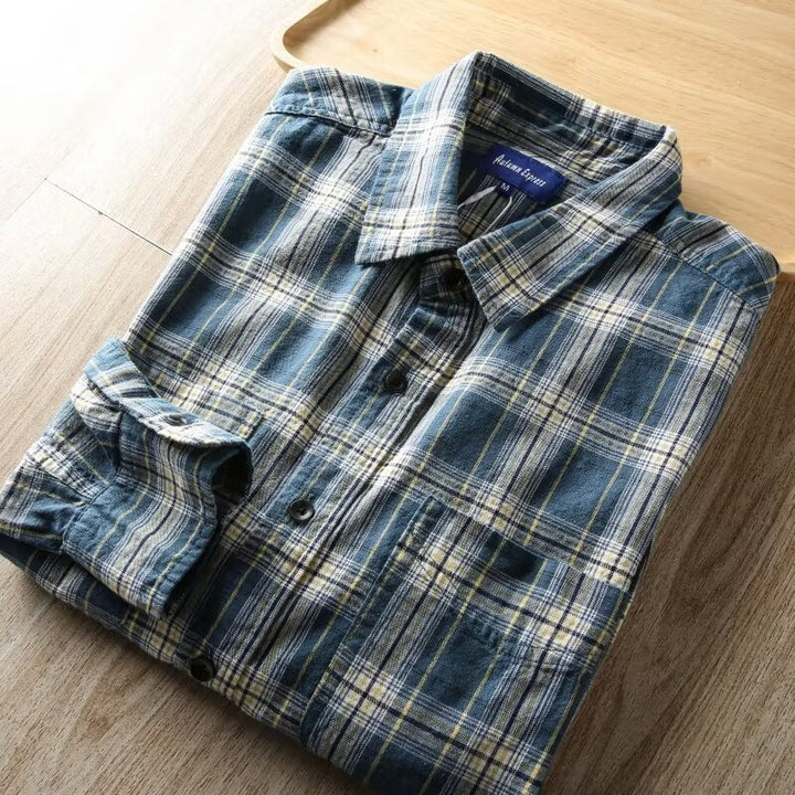 Herren Kariertes Flanellhemd mit Brusttaschen und Regular-Fit Echoarchiv