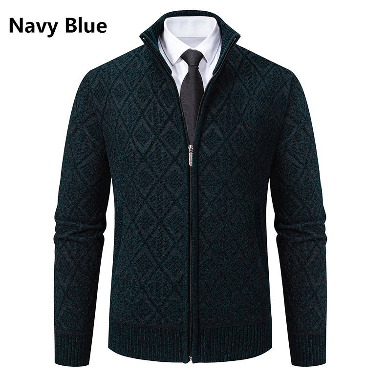 Herren modische Strickjacke mit grafischem Zipper-Design Echoarchiv