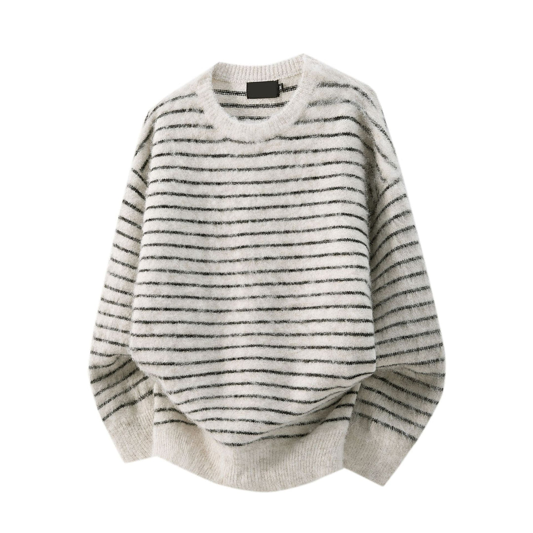 Damen Lässiger Strickpullover mit Streifen Echoarchiv