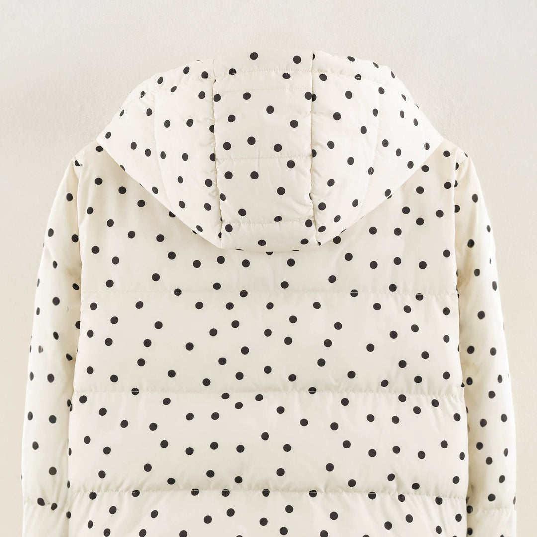 Damen Gepolsterte Cropped Kapuzenjacke mit Punktmuster Echoarchiv