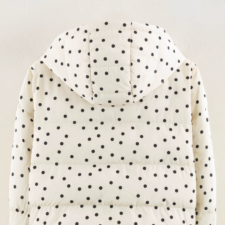 Damen Gepolsterte Cropped Kapuzenjacke mit Punktmuster Echoarchiv