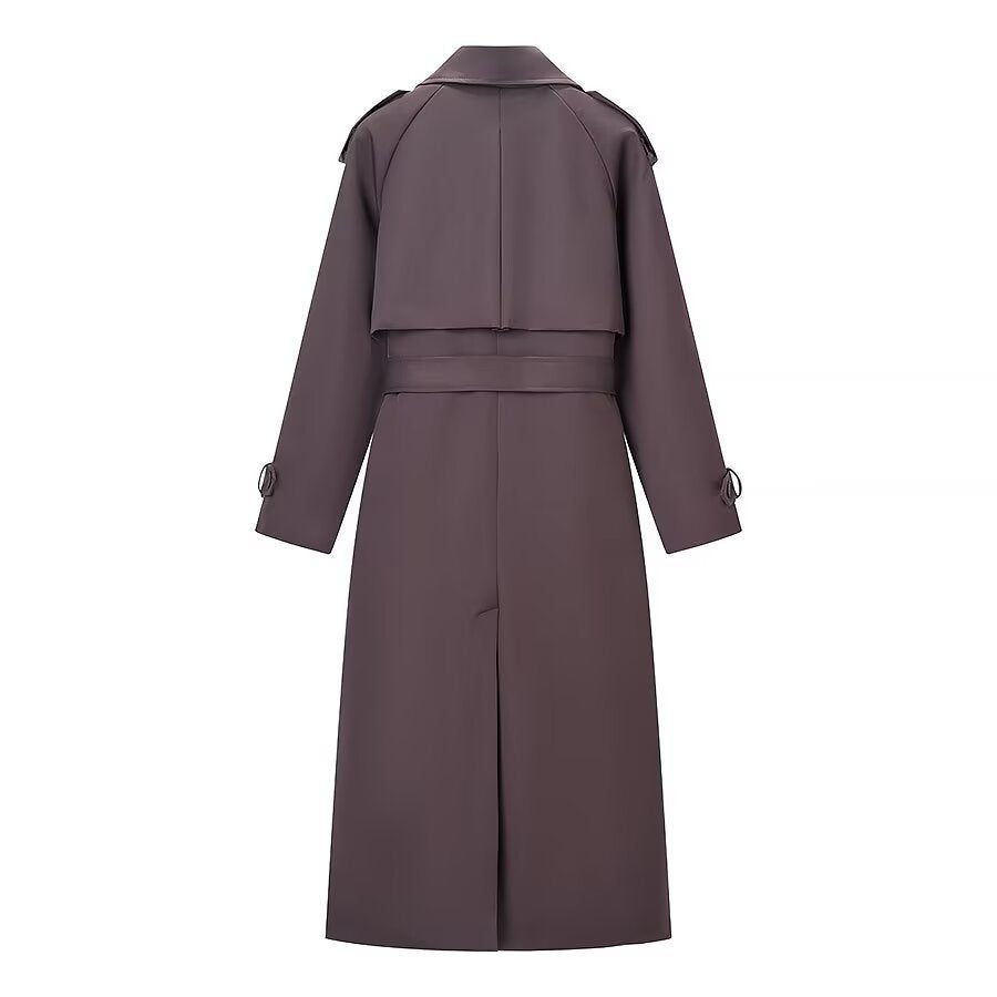 Damen Langer Taillierter Trenchcoat mit Bindegürtel und Doppelreihe Echo Archiv