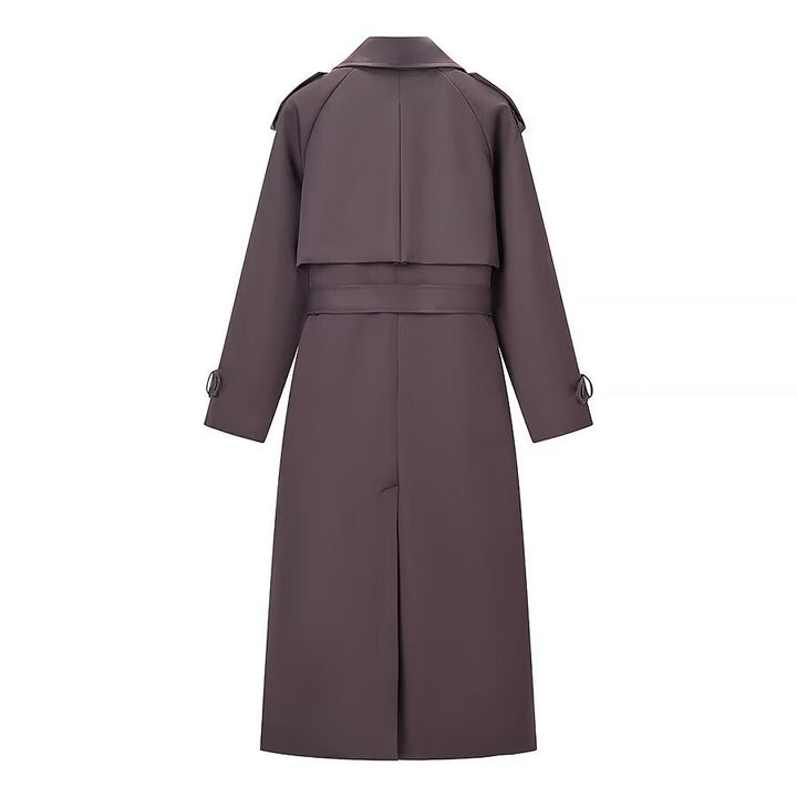 Damen Langer Taillierter Trenchcoat mit Bindegürtel und Doppelreihe Echo Archiv