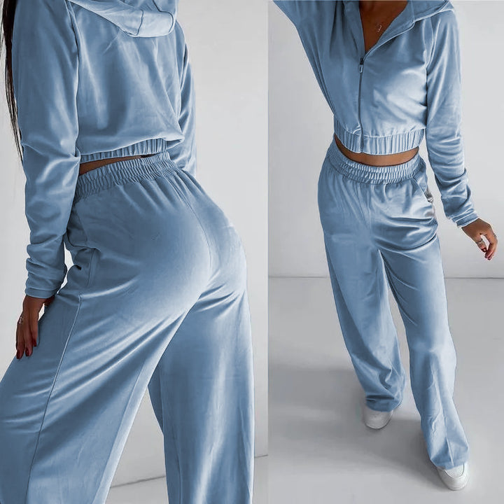 Damen nan kurz geschnittenes Thermo-Fleece-Set mit Halbfront-Reißverschluss und hohem Komfortbund Echo Archiv
