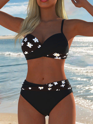 Damen Badeanzug Set mit modischem Blumendruck und hoher Taille Echo Archiv
