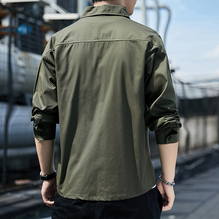 Herren Overshirt im leichten Canvas‑Utility‑Style mit Hemdkragen und aufgesetzten Taschen Echoarchiv