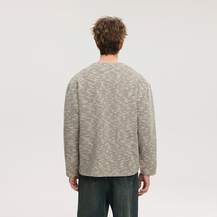 Herren Oversize-Strickpullover im Melange-Look mit Rundhalsausschnitt und gerippten Bündchen Echo Archiv
