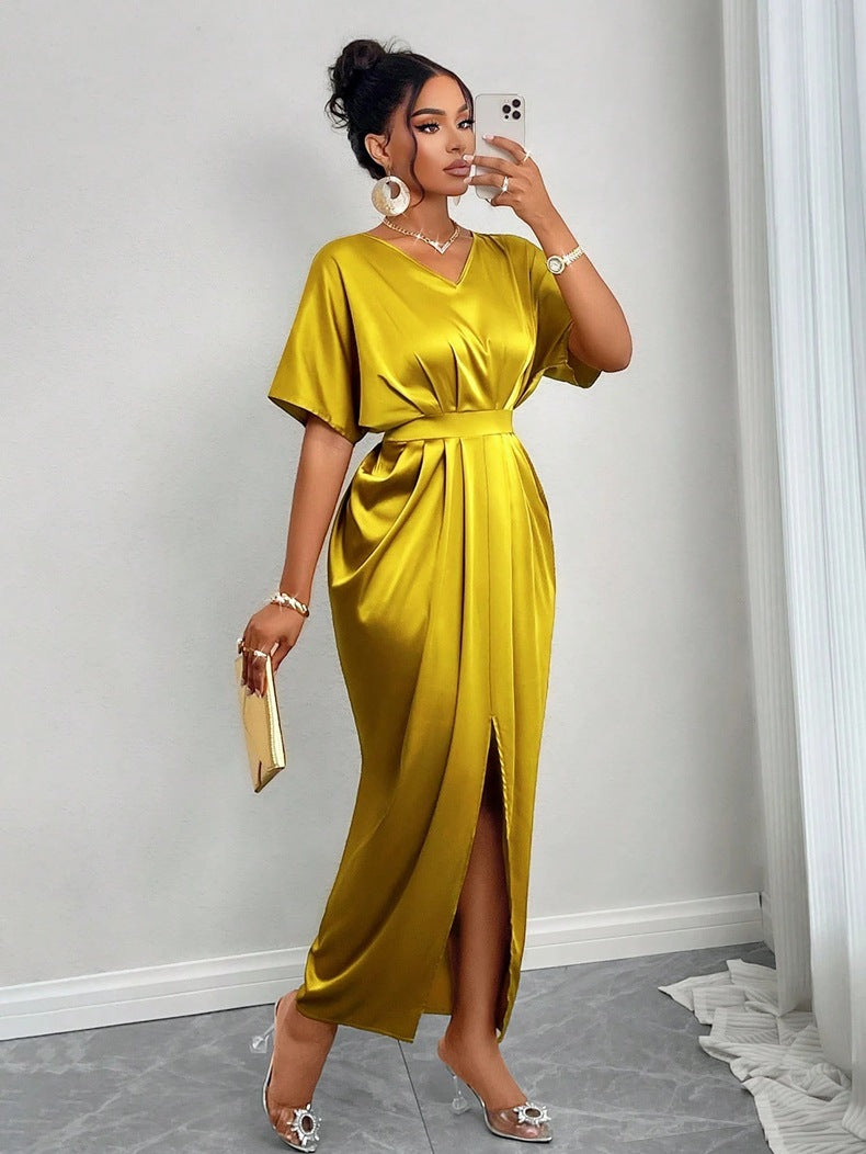 Damen Maxikleid mit elegantem V-Ausschnitt und tailliertem Design Echo Archiv