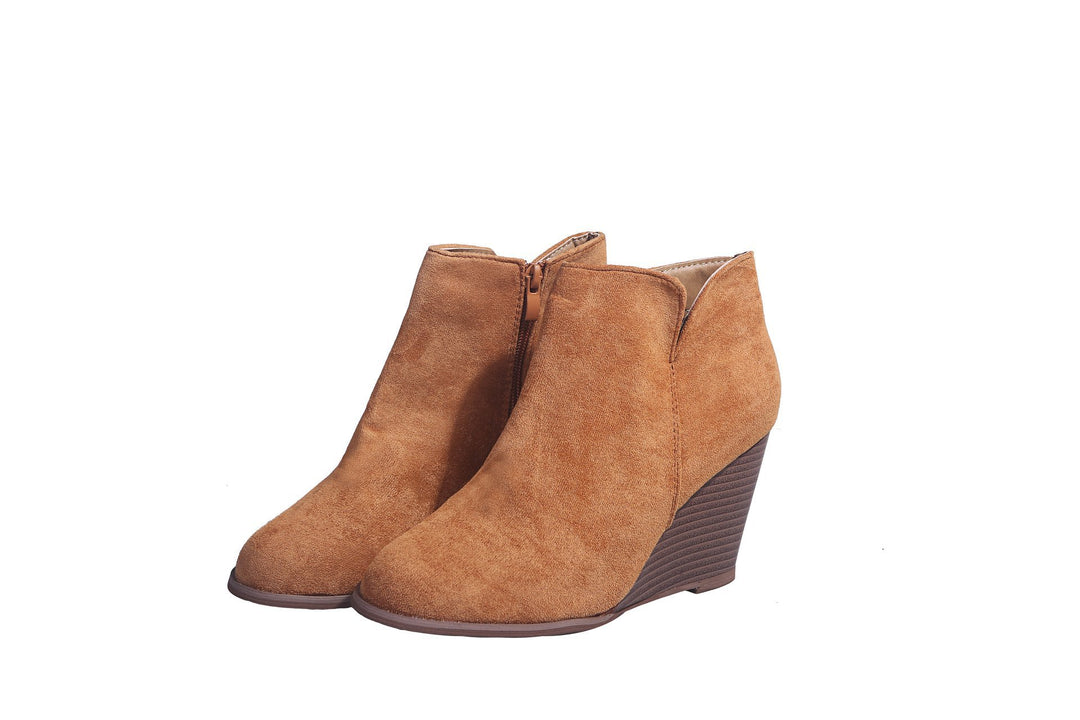 Damen knöchelhohe Keilabsatz‑Stiefelette mit seitlichem Reißverschluss – Varelle